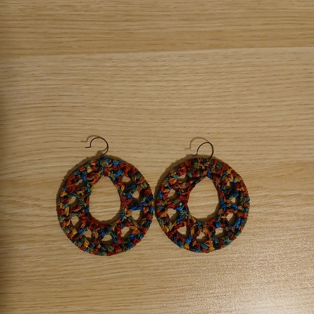 Multicolor Woven Hoop Earrings